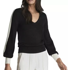 LN WOMENS SMALL (bust 36”) REISS TAYLOR V-NECK HEAVY KNIT TOP BLOUSE SHIRT