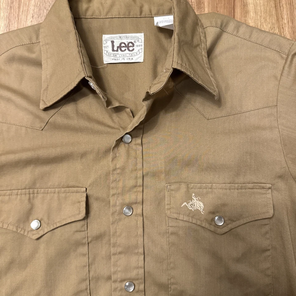 Chaqueta Camisa Lee Western De Colección Para Hombre Talla M Perla Bolsillos a Presión EE. UU. Años 70 Foto 2 de 4