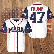 Personalized MAGA Trump 47 US President Take 3D Baseball Jersey Shirt US SIZE