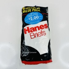 Vintage 1990 Hanes Men  s 6 Pack Briefs White Size 34 Underwear 100 Cotton NOS