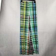 Urban Outfitters UO Margot Printed Wide Leg Pant M Flare Plaid Stretch Sheer
