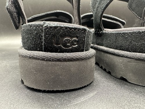 UGG Goldenstar Black Suede Platform Sandals Women’s Size 11 New - Picture 12 of 17