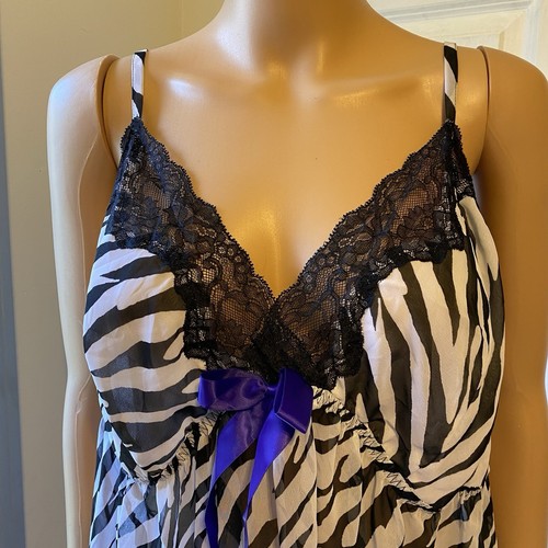26/28 Cacique Lane Bryant Babydoll Vestido Camisón Lencería Malla Encaje Ribete Sexy - Imagen 4 de 7