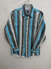 Vtg Wrangler Brushpopper Shirt 15-1/2-33 Stripe Western 90s X-Long Tails Faded