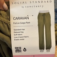 Small Caravan Pull On Cargo Pant Green Social Standard by Sanctuary