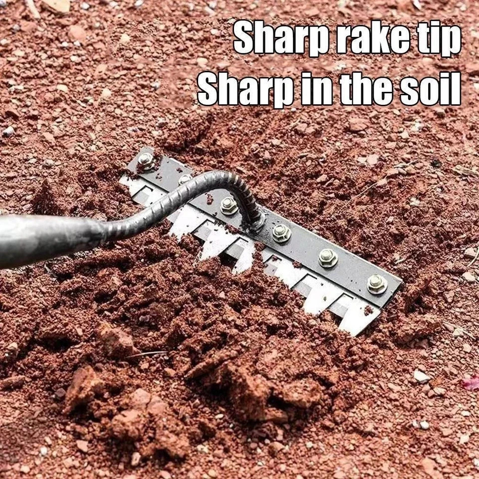 6 Teeth Carbon Steel Garden Weeding Rake, Garden Rakes Metal Heavy Duty ...