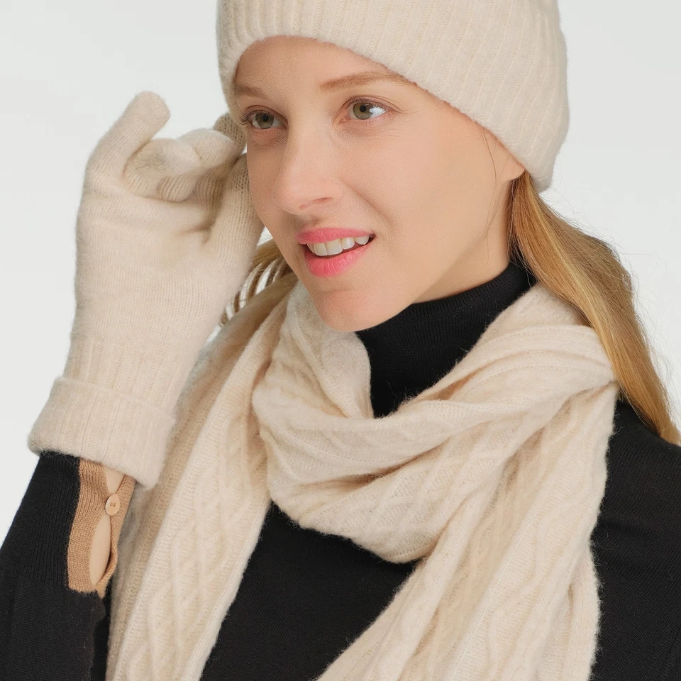 C.C Exclusive Women's Classic Solid Color Cable Knit Cuff Winter Gloves - Image 2 of 2