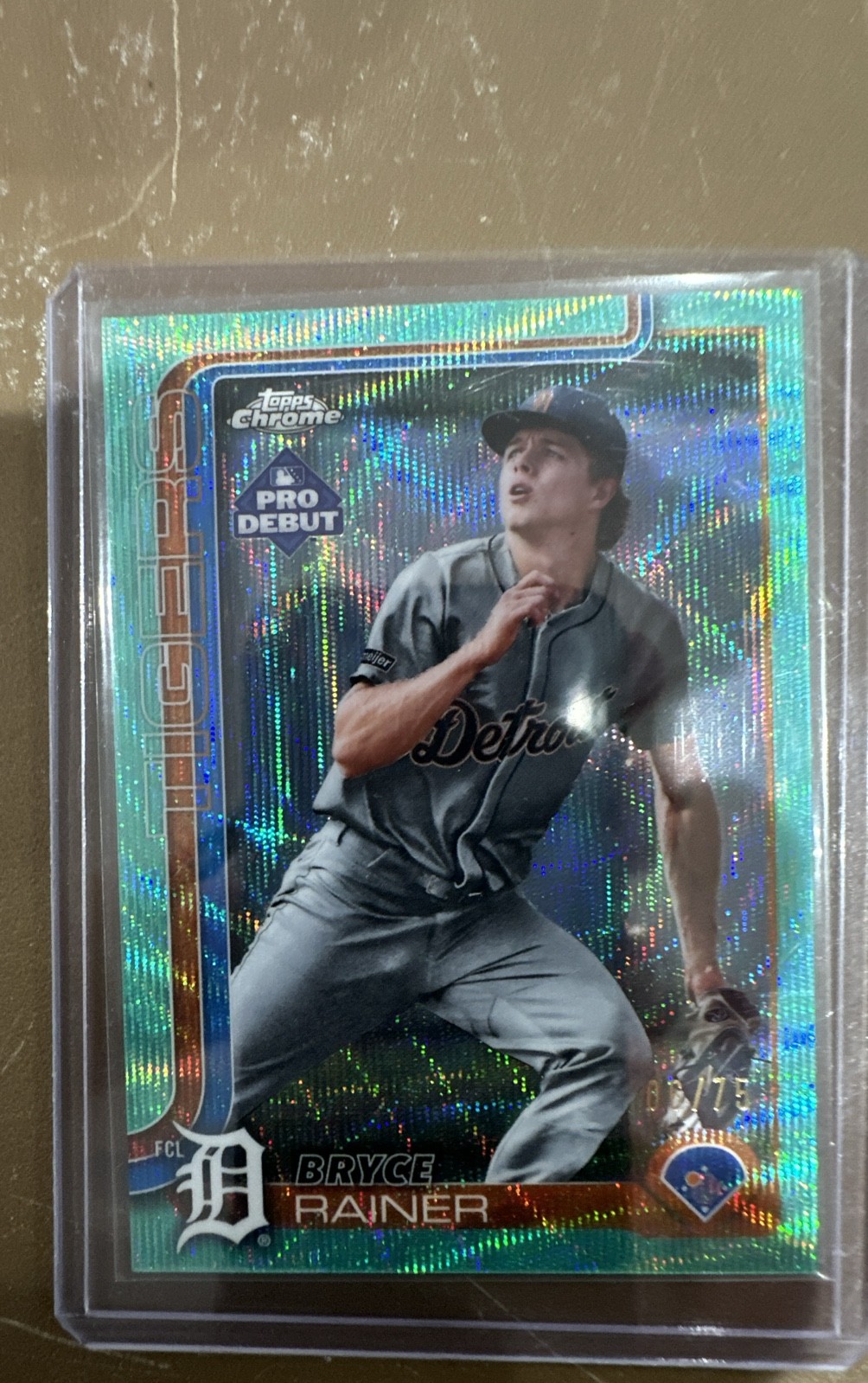 2025 Topps Pro Debut - Chrome Bryce Rainer #PDC-122 Aqua Wave Refractor /75 (RC)