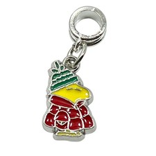 Peanuts Snoopy Woodstock Slider European Bead Charm for Bracelet Signed Enamel