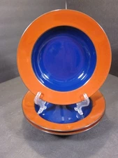 Set of 3 ~ Lindt Stymeist Colorways 9” Soup Pasta Bowl Salmon Blue Japan EUC