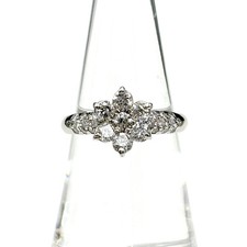 flower motif design ring Platinum ring melee diamond flower Ring Pt900 diamo...