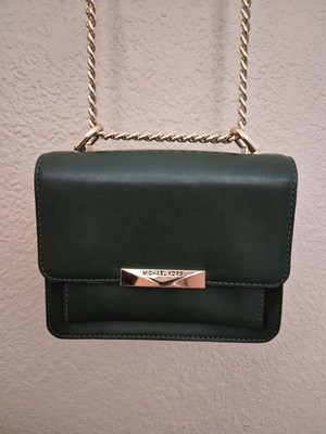 Michael Kors Jade Shoulder Bag Green Leather Gold Chainlink Crossbody Purse