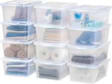 12-Pack Storage Bins W/ Lid 17 Quart Shoe Boxes Clear Stackable Container
