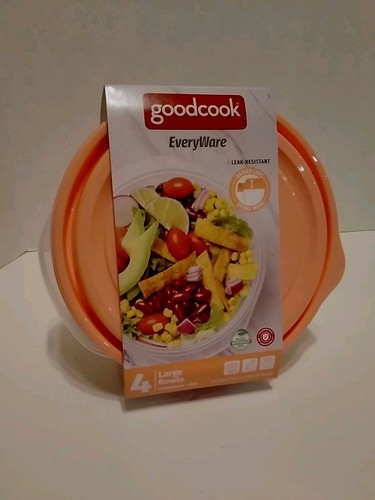 Goodcook Everyware Large Bowls 6.2 Cups Set of 4 Clear Bottom/Purple Snap On Top - Picture 8 of 8