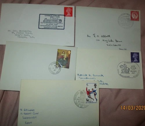 GB STAMPS 5 x covers c1966  POSTAL HISTORY SOUVENIR / FIRST DAY  interesting PMK
