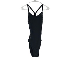 Arena Carbonite II Challenge Back One Piece Swimsuit Black Grey Size 32 2A550