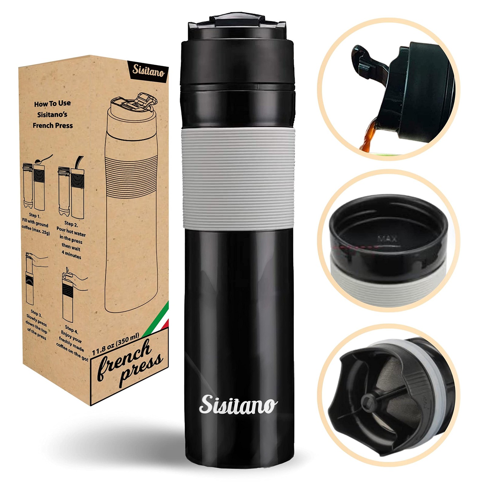 2in1 Travel French Press Coffee Maker, Portable 11.8 oz Tumbler Coffee French...