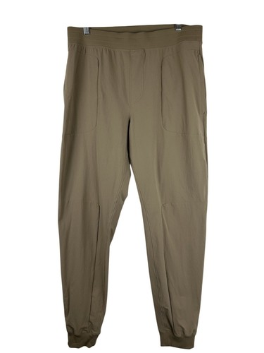 ALO Yoga Co-Op Pant Womens Large Jogger Stretch Lightweight Logo Beige - Picture 8 of 18