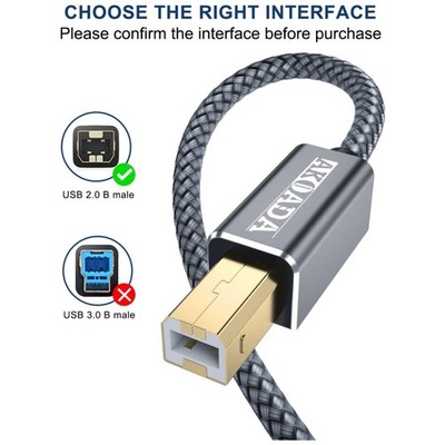 Universal USB Printer Cable 20FT, High Speed Data Transfer