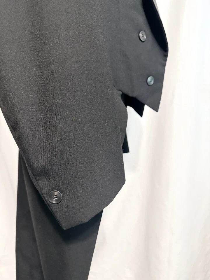 Vintage Neiman Marcus Tailcoat Tuxedo Black Wool Jacket USA Sz 44 XL - Image 4 of 4