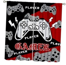 Gaming Curtains for Boys Bedroom Kids Gamer Room Decor Curtain Teens Black and