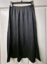 Women's Half Slip Black 28" Below Knee, Mid-calf Length Medium - Satin Nylon