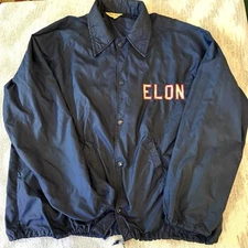 VTG 70s Elon College Windbreaker Jacket Collegiate Pacific Navy Sz XL Made USA