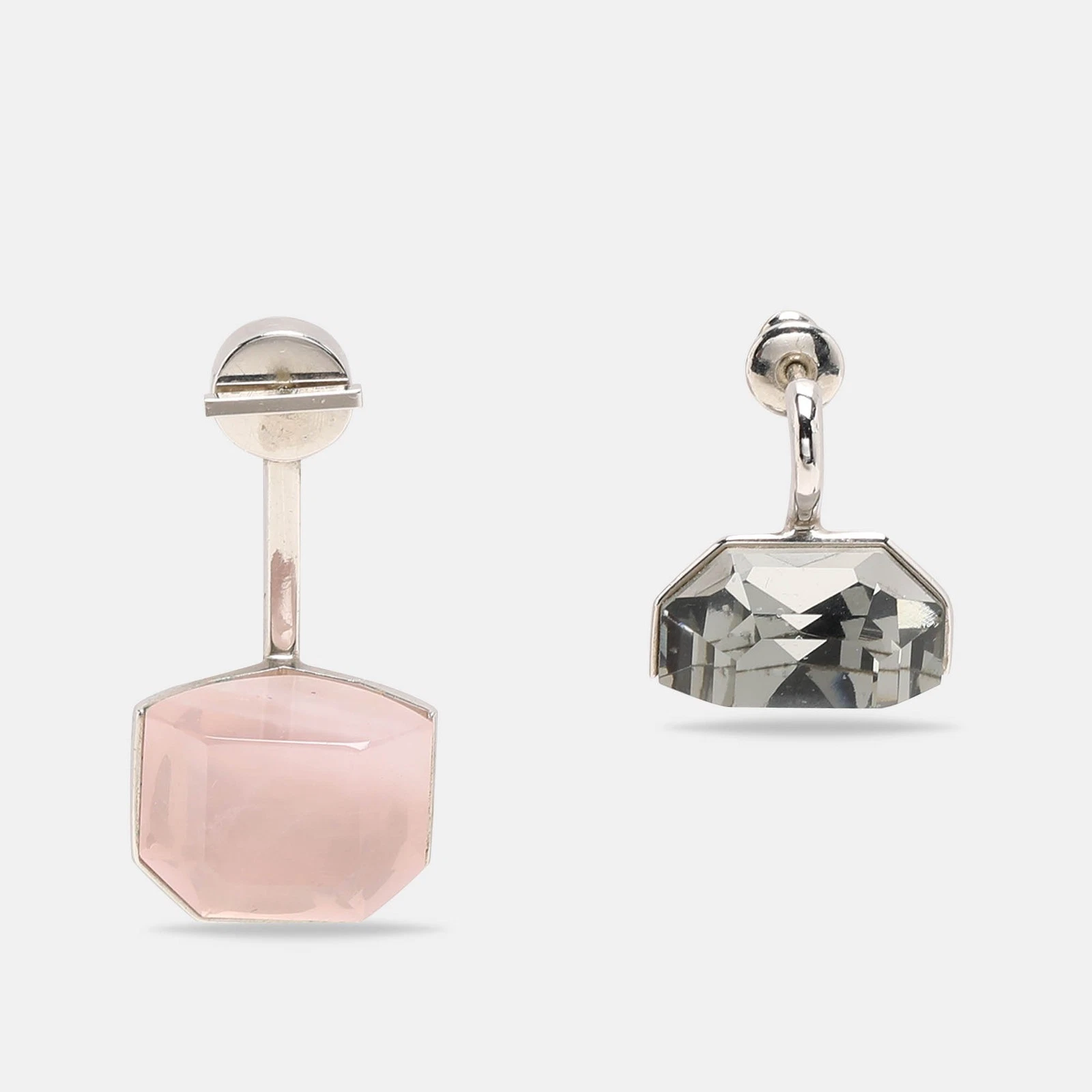 Lot de boucles d'oreilles Dior en cristal rose et gris