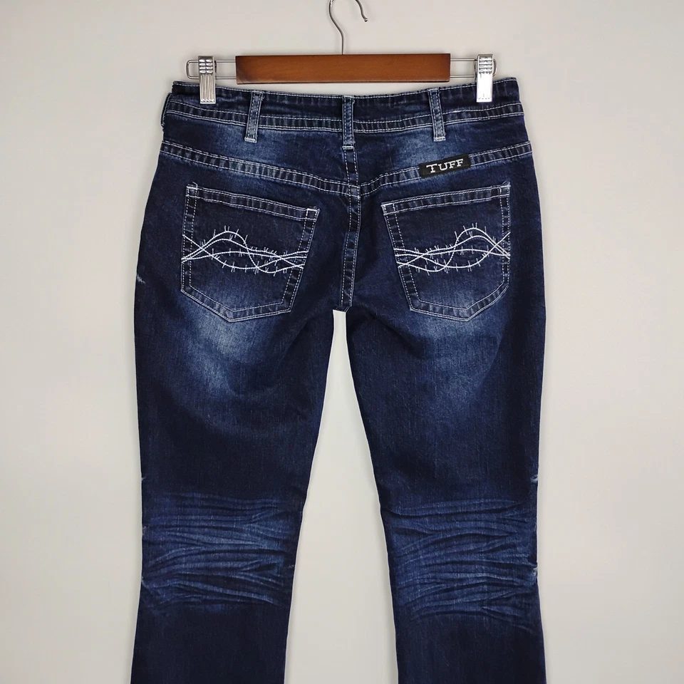 Женские джинсы Cowgirl Tuff 27 синие Take A Dip Bootcut Western Fray Hem эластичные - Изображение 4 из 4