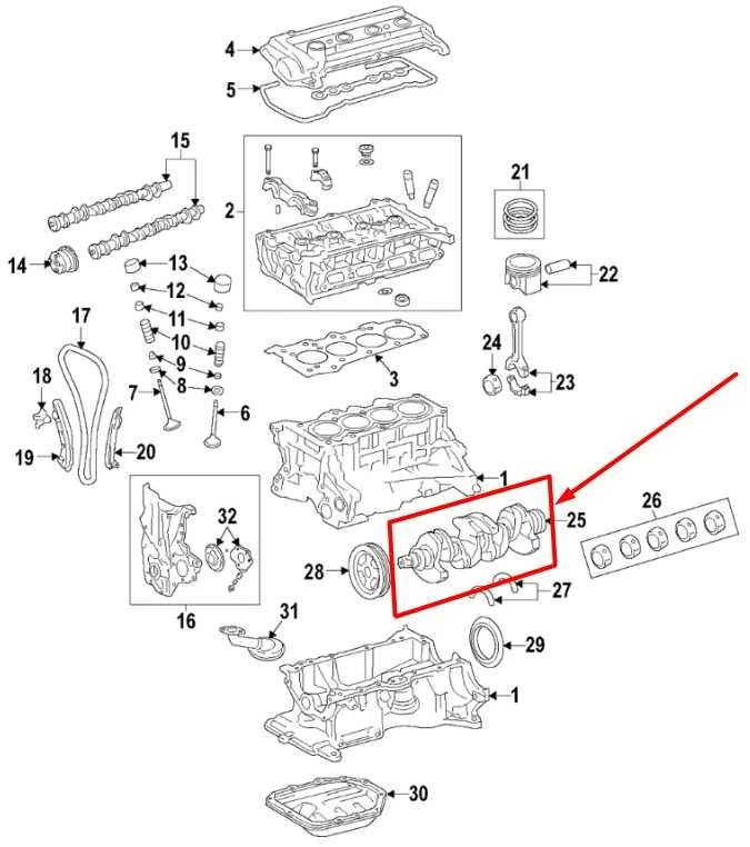 Cigüeñal motor Hyundai Veloster Base 2011-2017 1,6 L tracción delantera 23110-2B600 OEM Foto 2 de 4