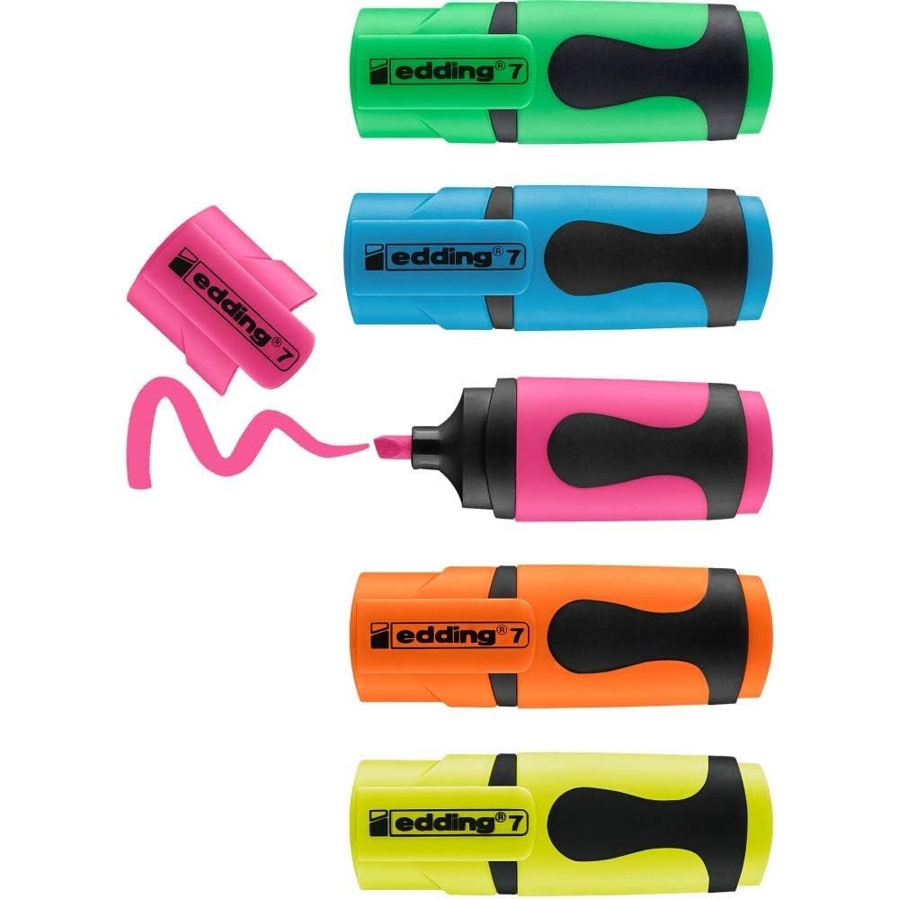 - Neon Colours - 5 Highlighter Pens - Chisel Nib 1-3 M