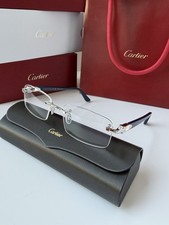 CARTIER CT0287O 010 Silver Blue Transparent Clear Eyeglasses Rxable AUTHENTIC