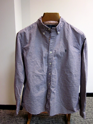 Polo Ralph Lauren, Long Sleeve, Purple & White Plaid Shirt, Men's XL Custom Fit
