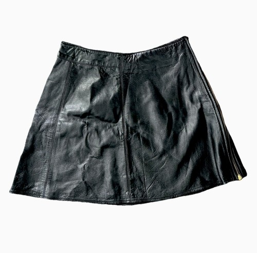 Falda De Colección Vakko Cuero Negra Talla 12 Línea A Corta Gótica Gótica Baddie Y2K - Imagen 3 de 9