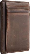 Men's Slim Minimalist Leather Wallet RFID Blocking Front Pocket Card Holder