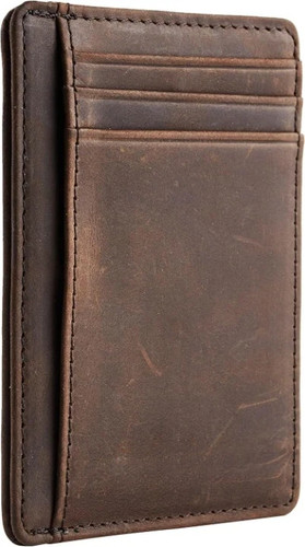Men's Slim Minimalist Leather Wallet RFID Blocking Front Pocket Card Holder