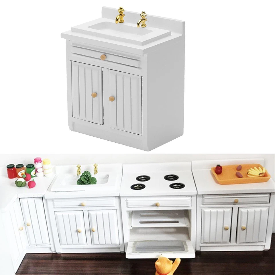 Casa di bambole In Miniatura 1/12th Scala Montato Lavello Della Cucina - Immagine 2 di 4