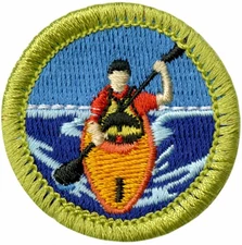 BSA KAYAKING MERIT BADGE CURRENT MINT TYPE L SINCE 1910 BACK