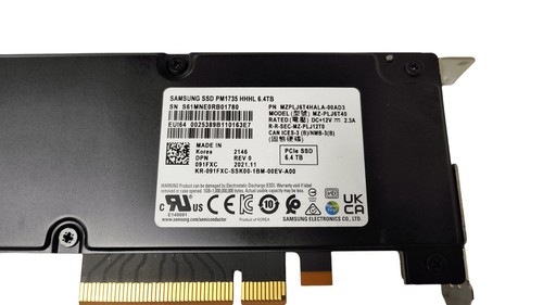 Dell Samsung PM1735 6.4TB HHHL PCIe NVME MZ-PLJ6T40 91FCX 95% Health SSD - Picture 3 of 3