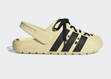 adidas Adilette Clog 2.0, Warm Vanilla/Core Black/Gold Metallic, Size 5