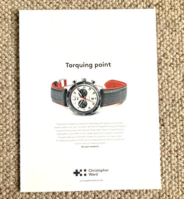 CHRISTOPHER WARD C7 RAPIDE - FRAMEABLE COLLECTIBLE CLASSIC WATCH ADVERT