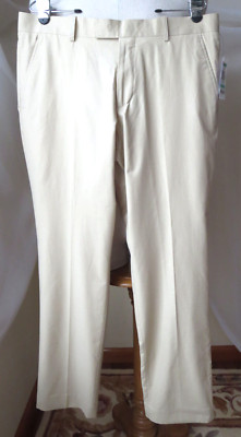AMERICAN RAG CIE MANS KHAKI DRESS PANTS COTTON BLEND SLIM FIT SIZE 34W-32L NEW