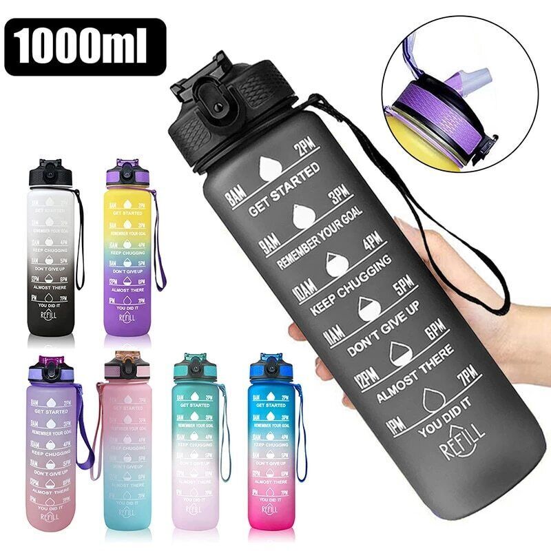 1L Sports Water Bottle Gym Travel Drinking Leakproof Bottle With Straw BPA Free – Buy The Best Products In The Online Store - Foto 8