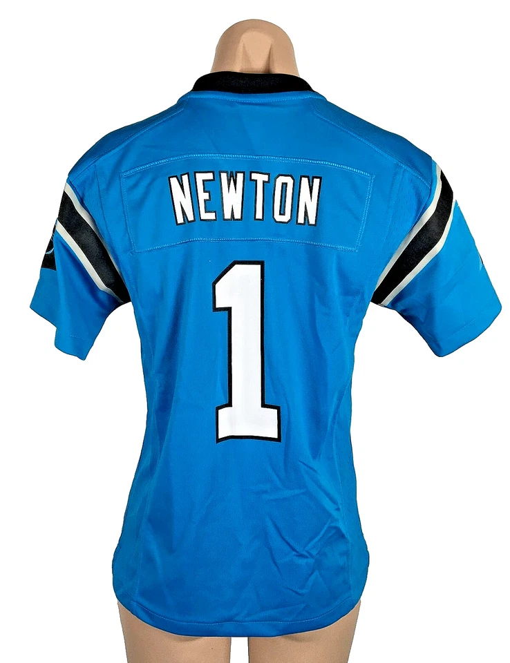 Camiseta Nike NFL On Field Carolina Panthers Cam Newton #1 feminina tamanho M azul água - Imagem 2 de 4