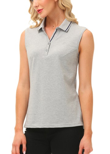 Women Button Golf Polo Gym Sleeveless Shirt T-shirt Casual Climbing Tennis Top - Picture 93 of 182