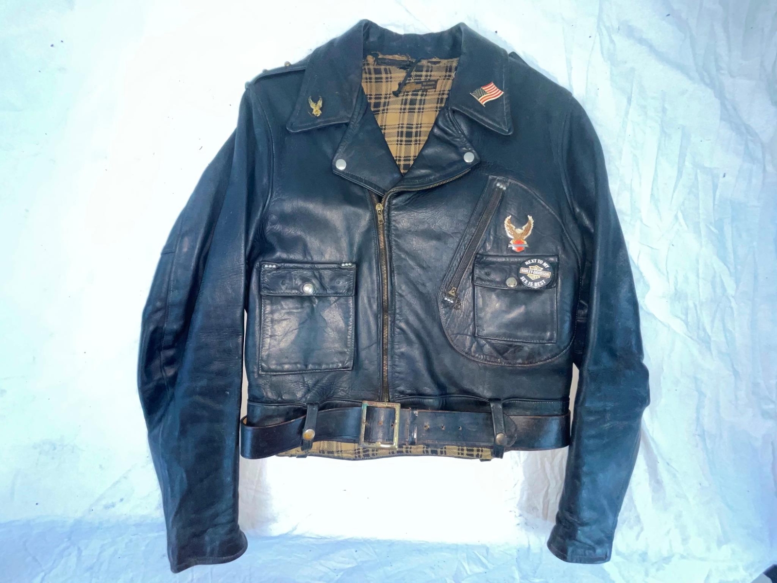 VTG 40S 50S M HARLEY DAVIDSON MOTORCYCLE CYCLE CHAMP HORSEHIDE LEATHER JACKET image 3