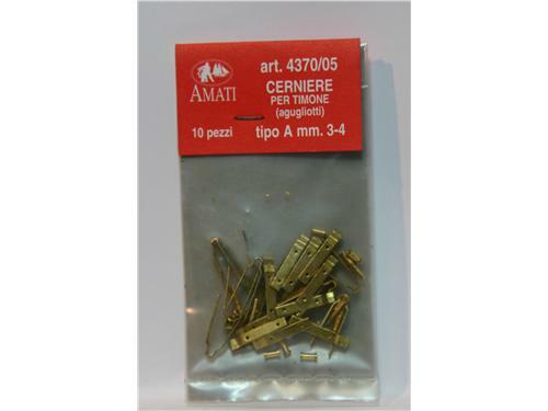 AMATI ACCESSORI NAVE CERNIERE PER TIMONI TIPO A 3-4 MM BUSTA 10 PEZZI 4370/05 - Picture 1 of 1
