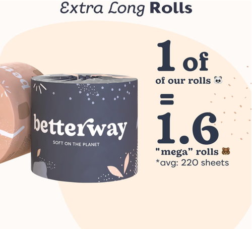 Betterway 3-Ply Bamboo Toilet Paper, 24 Rolls, Septic Safe, Plastic-Free - Picture 9 of 10