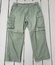 Boy Scouts Of America Pants Men 36x28 Green Canvas Convertible Zip Off Cargo