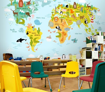 3D Animal Map 30516NA Business Wallpaper Wall Mural Self-adhesive Commerce Fay
